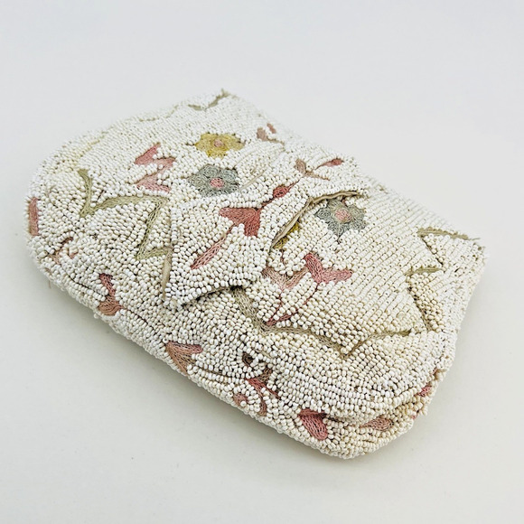 VTG Pastel Floral Beaded Wristlet Purse Envelope Clutch Lined Handmade Belgium - Picture 13 of 16